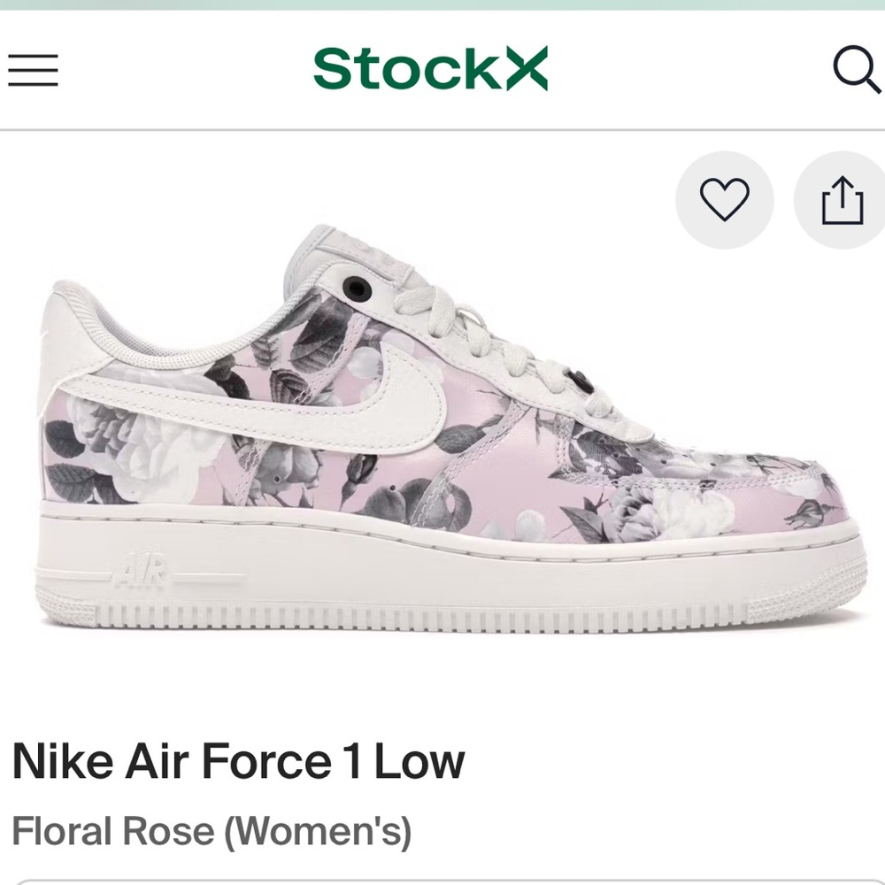 Nike Air Force 1 Low Floral Rose Print A01017-102 Sz 8.5